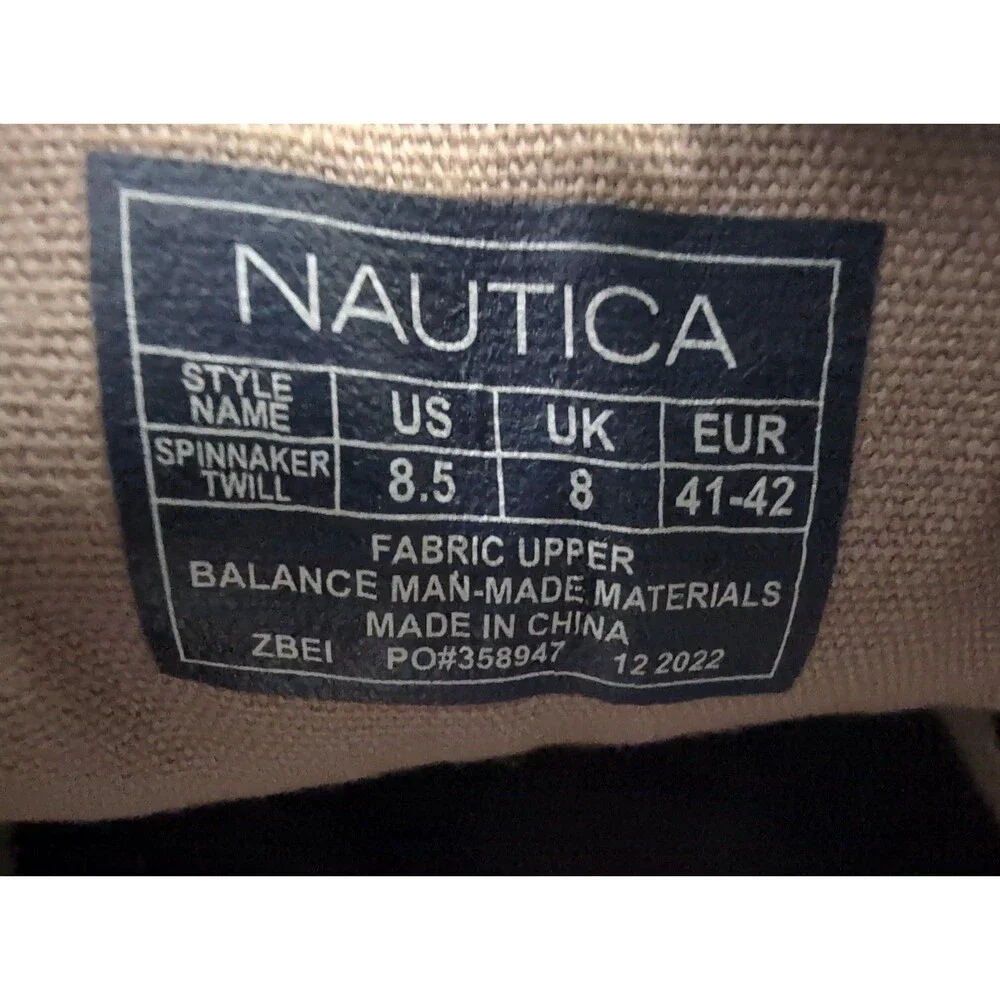 NAUTICA SPINNAKER TWILL TAN/BEIGE BOAT SHOES MEN'S SIZE  8.5 M VGUC